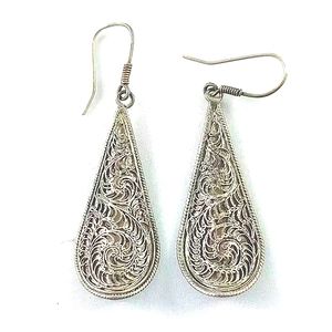 VINTAGE ESTATE AMAZING FILIGREE 925 drop earrings